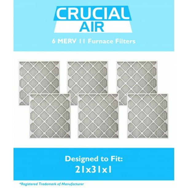Pleated Think Crucial 6 Replacements for 21x23x1 MERV 11 Allergen Air Furnace & Air Conditioner Filter 